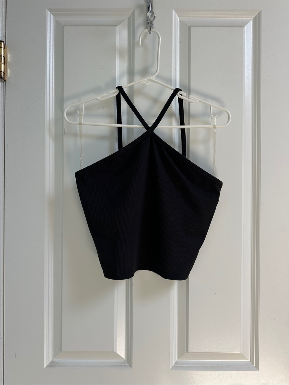 Black Cross-Strap Halter Crop Top